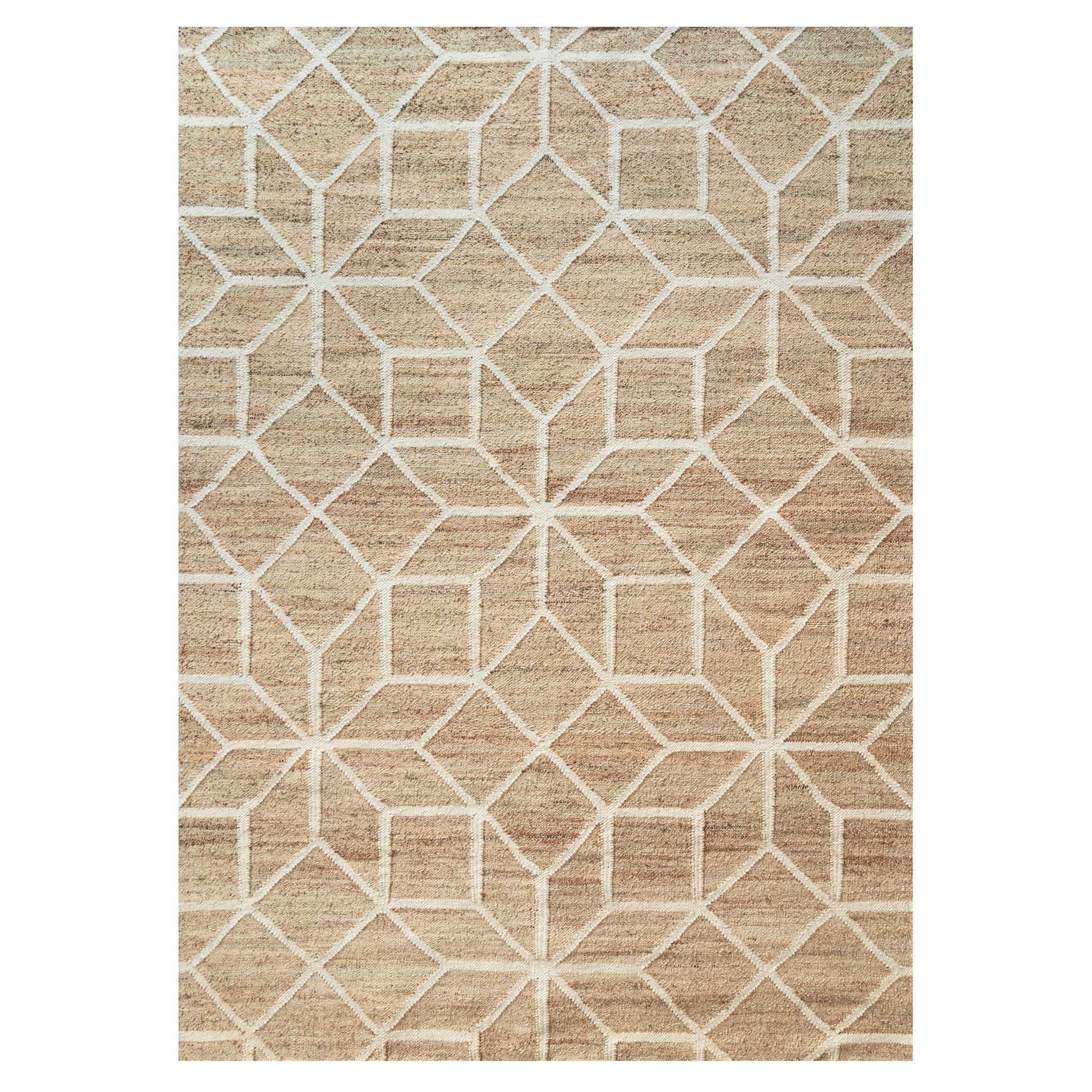 Beige Geometric Natural Jute Area Rug