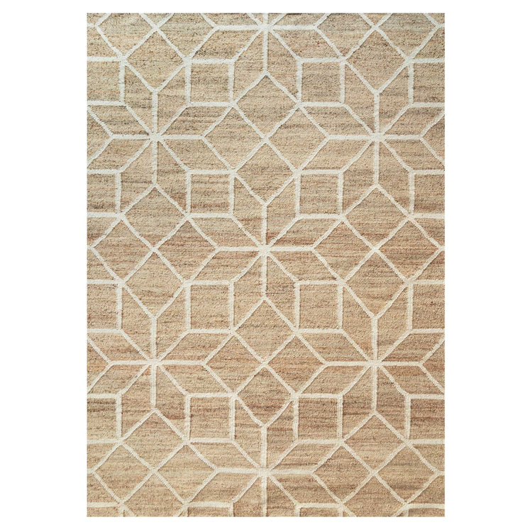 Beige Geometric Natural Jute Area Rug