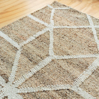 Beige Geometric Natural Jute Area Rug - Fretwork