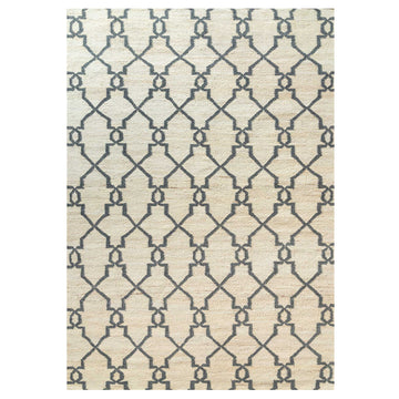 Cream Trellis Natural Jute Area Rug