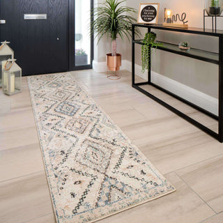 Soft Natural Blue Aztec Area Rug