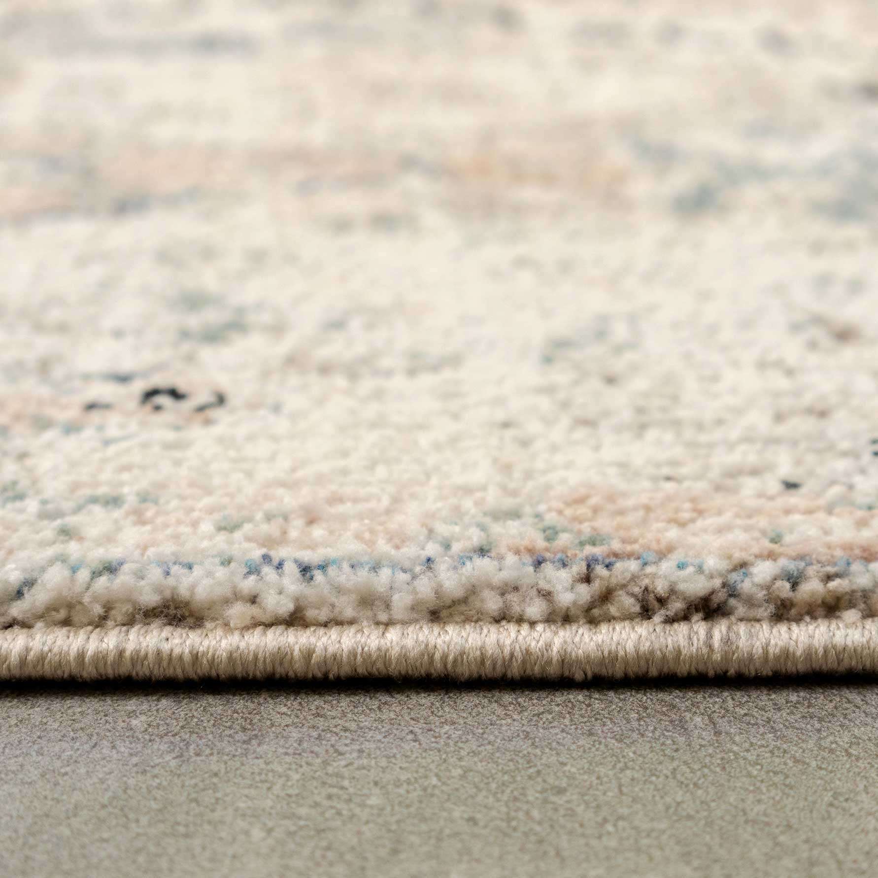 Soft Natural Blue Aztec Area Rug