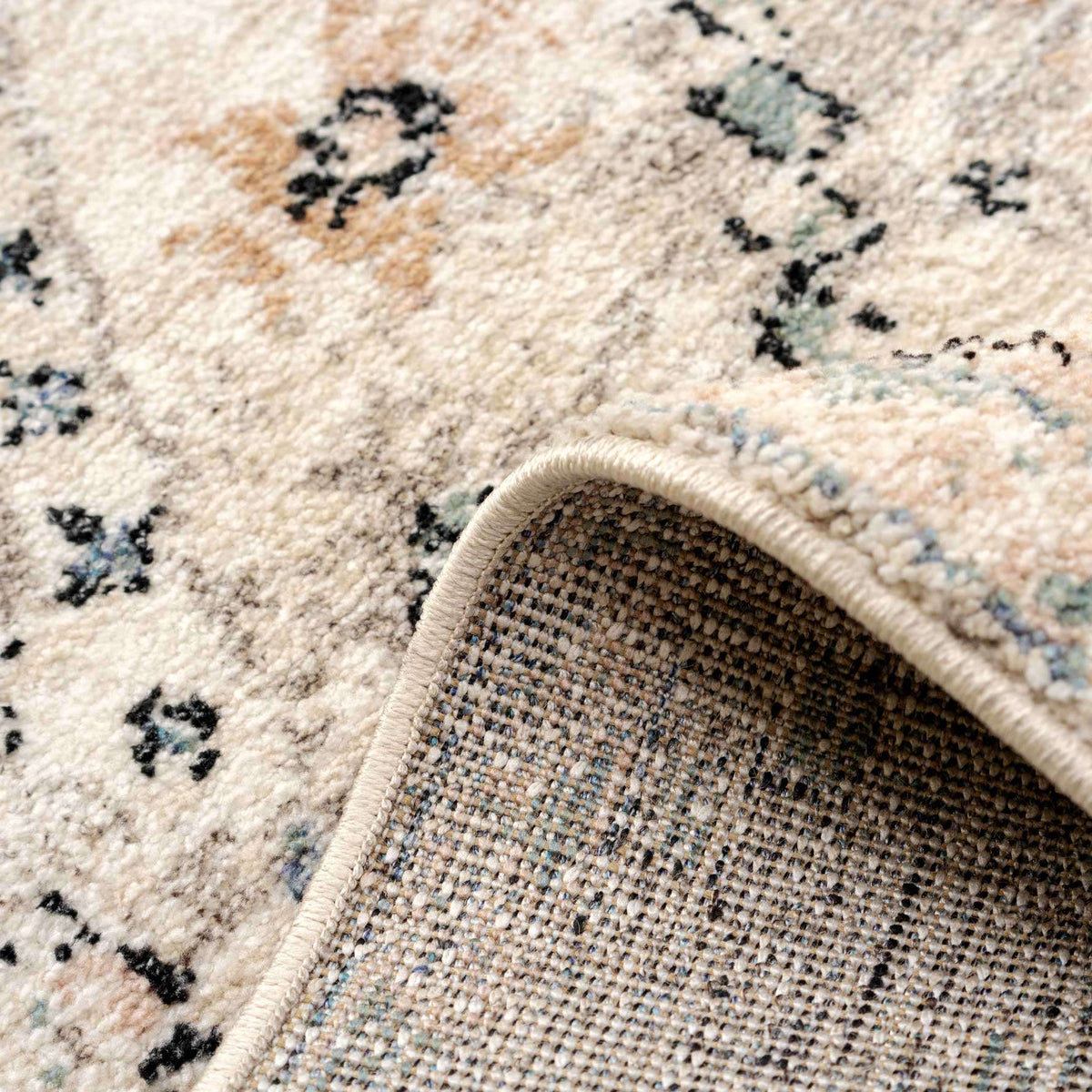 Soft Natural Blue Aztec Area Rug