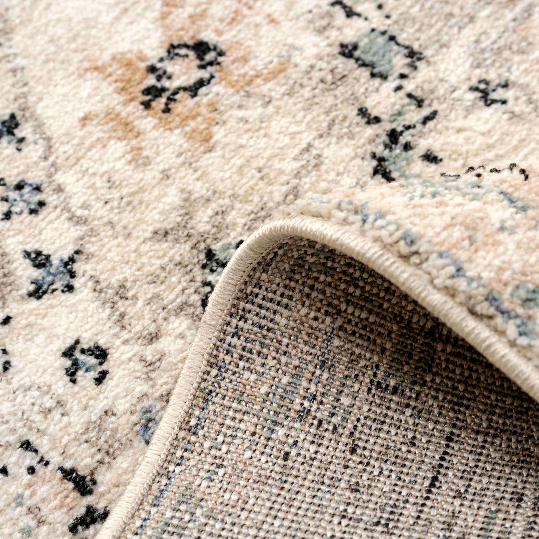 Soft Natural Blue Aztec Area Rug