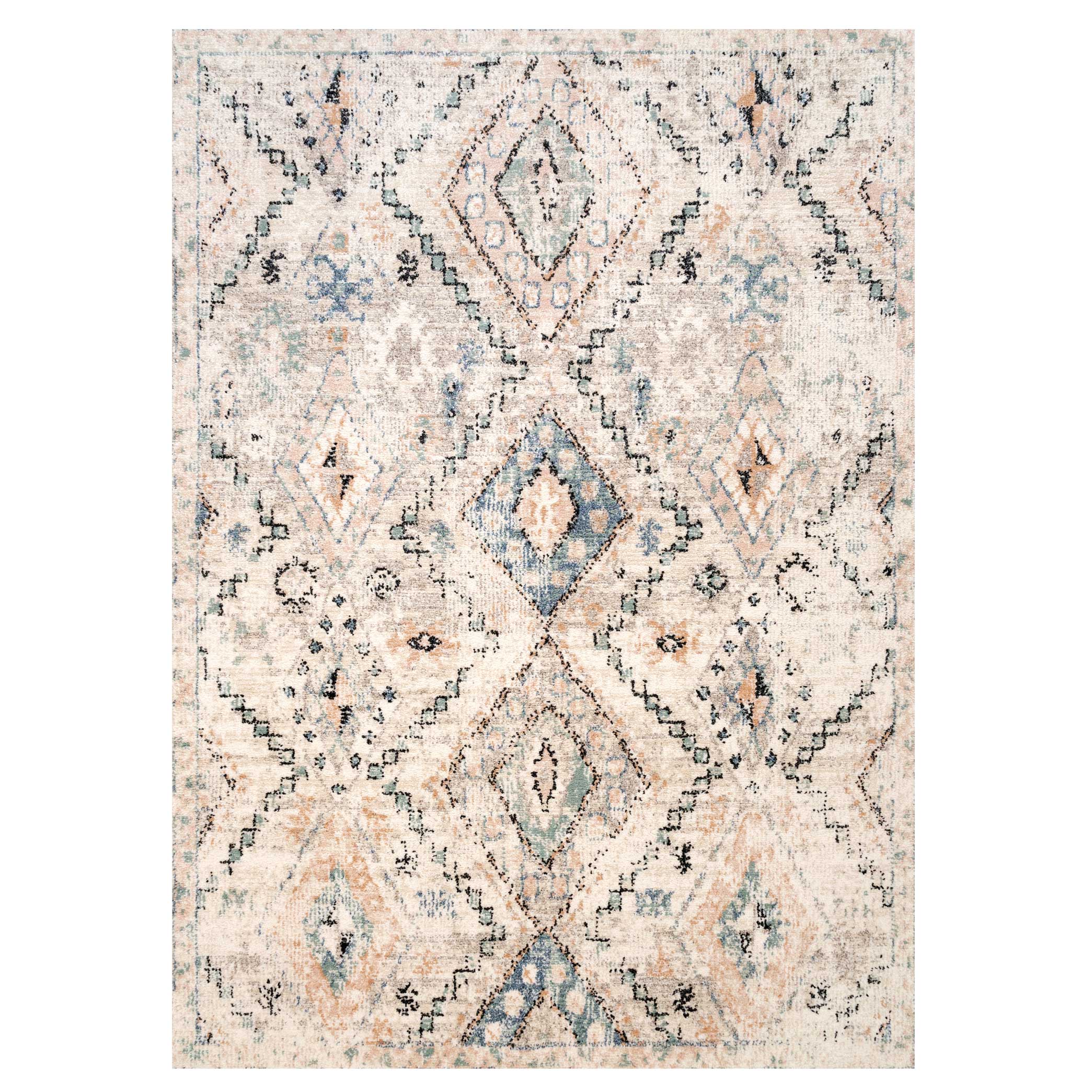 Ash Aztec Rug Soft Natural Blue Aztec Area Rug - Kemp | Living Room Rugs | Kukoon ...