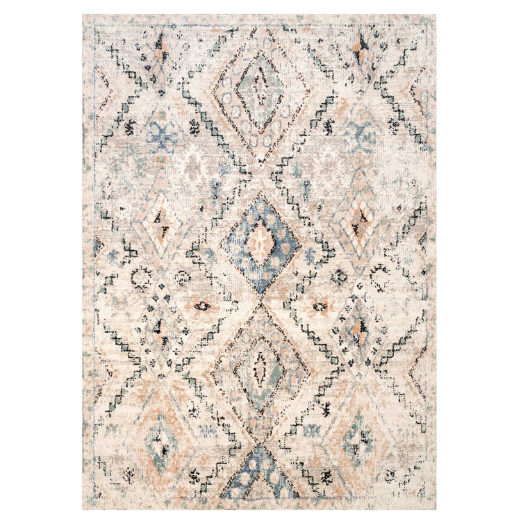 Soft Natural Blue Aztec Area Rug