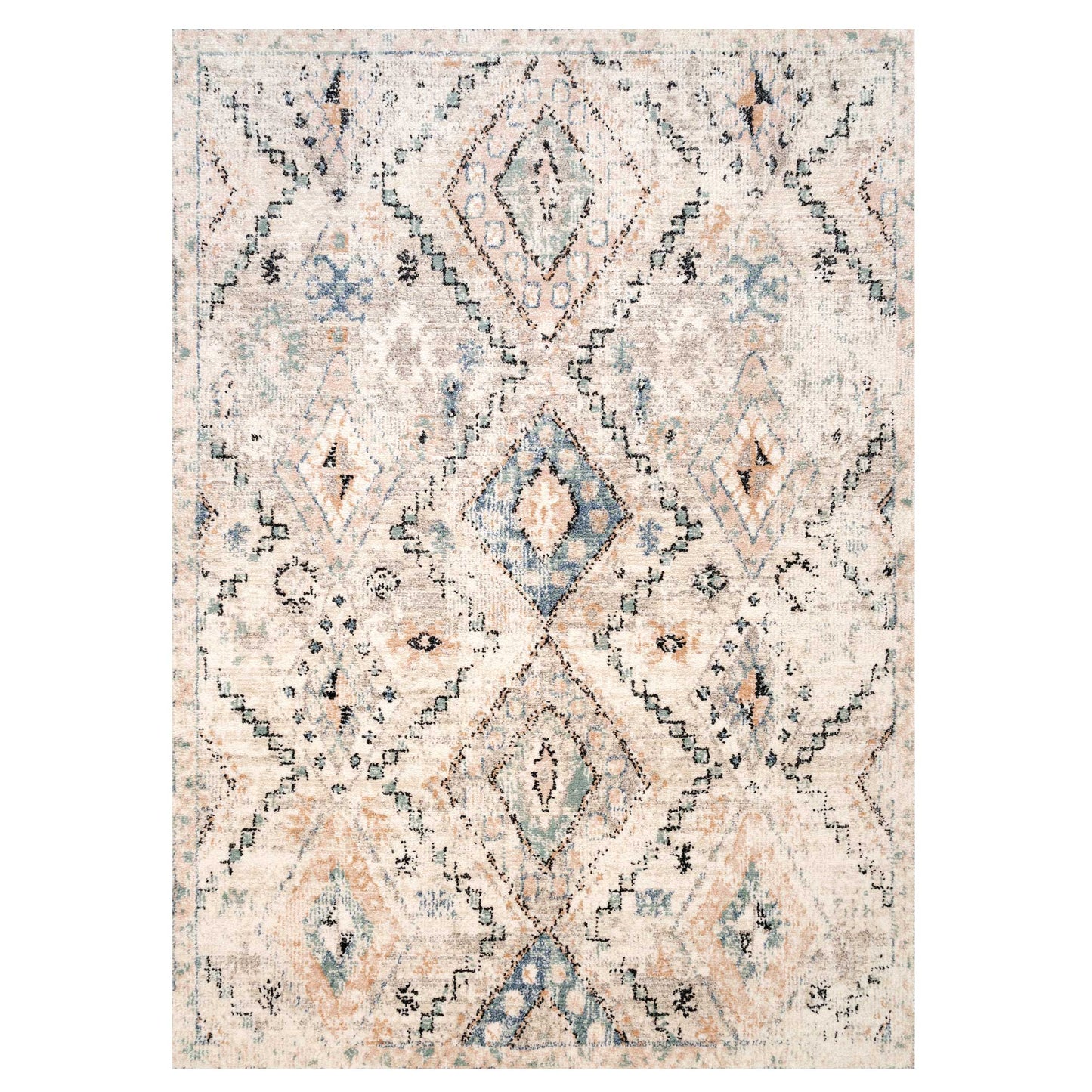 Soft Natural Blue Aztec Area Rug - Kemp | Living Room Rugs | Kukoon ...