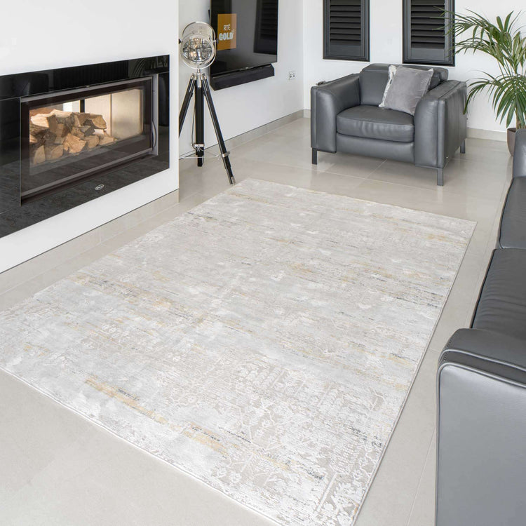 Distressed Mottled Grey Living Room Area Rug