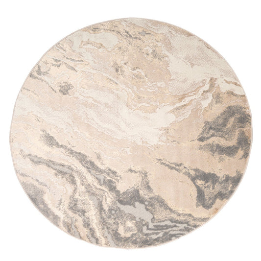 Beige Circle Marble Style Rug - Galena