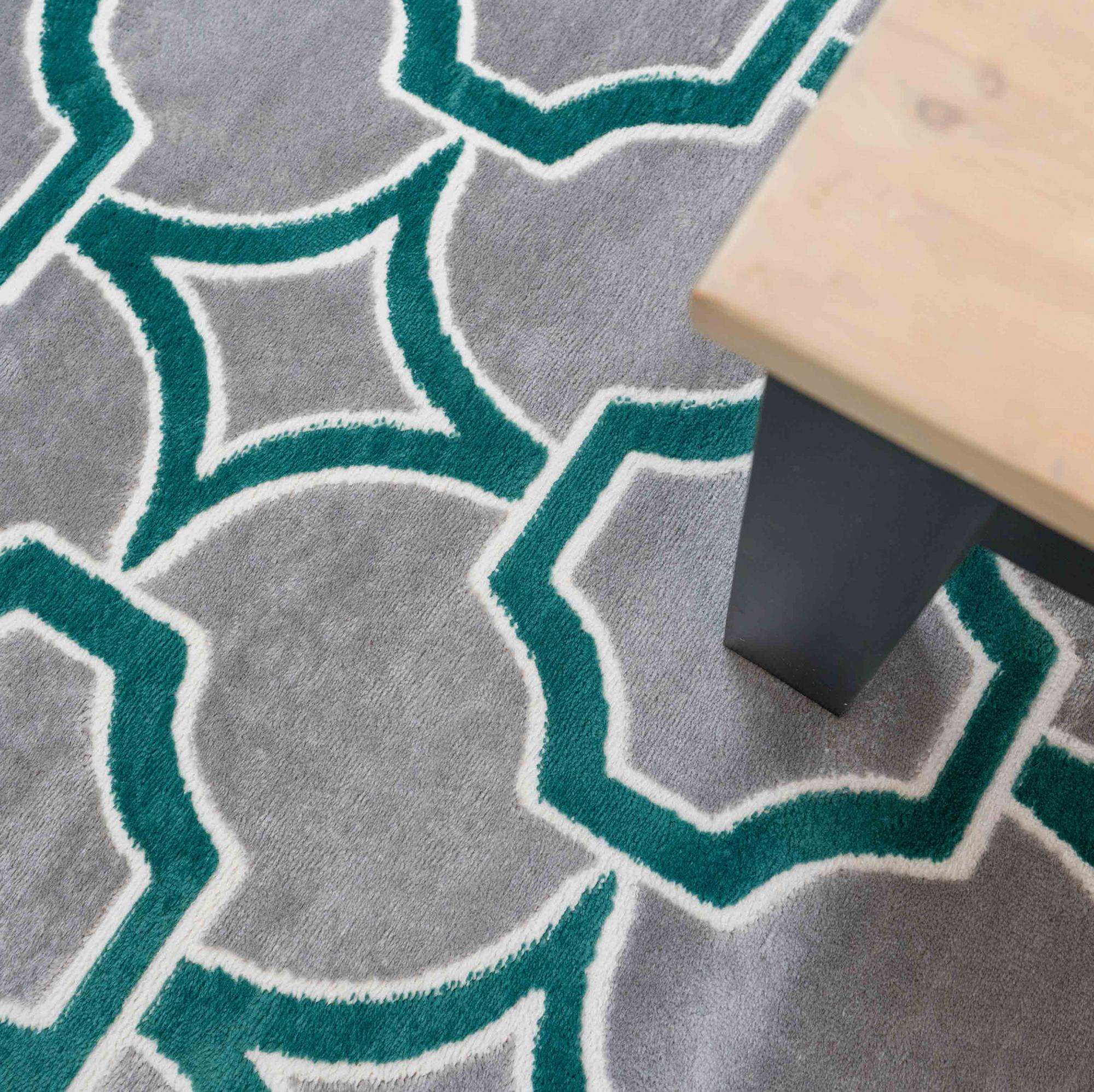 Modern Emerald Green Trellis Living Room Rugs