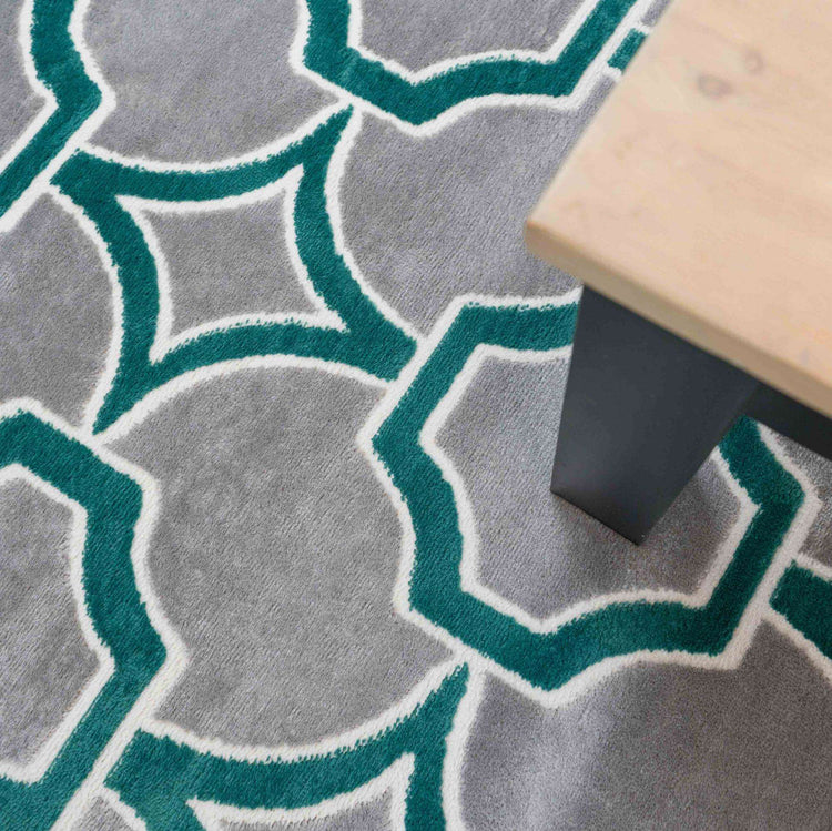 Modern Emerald Green Trellis Living Room Rugs