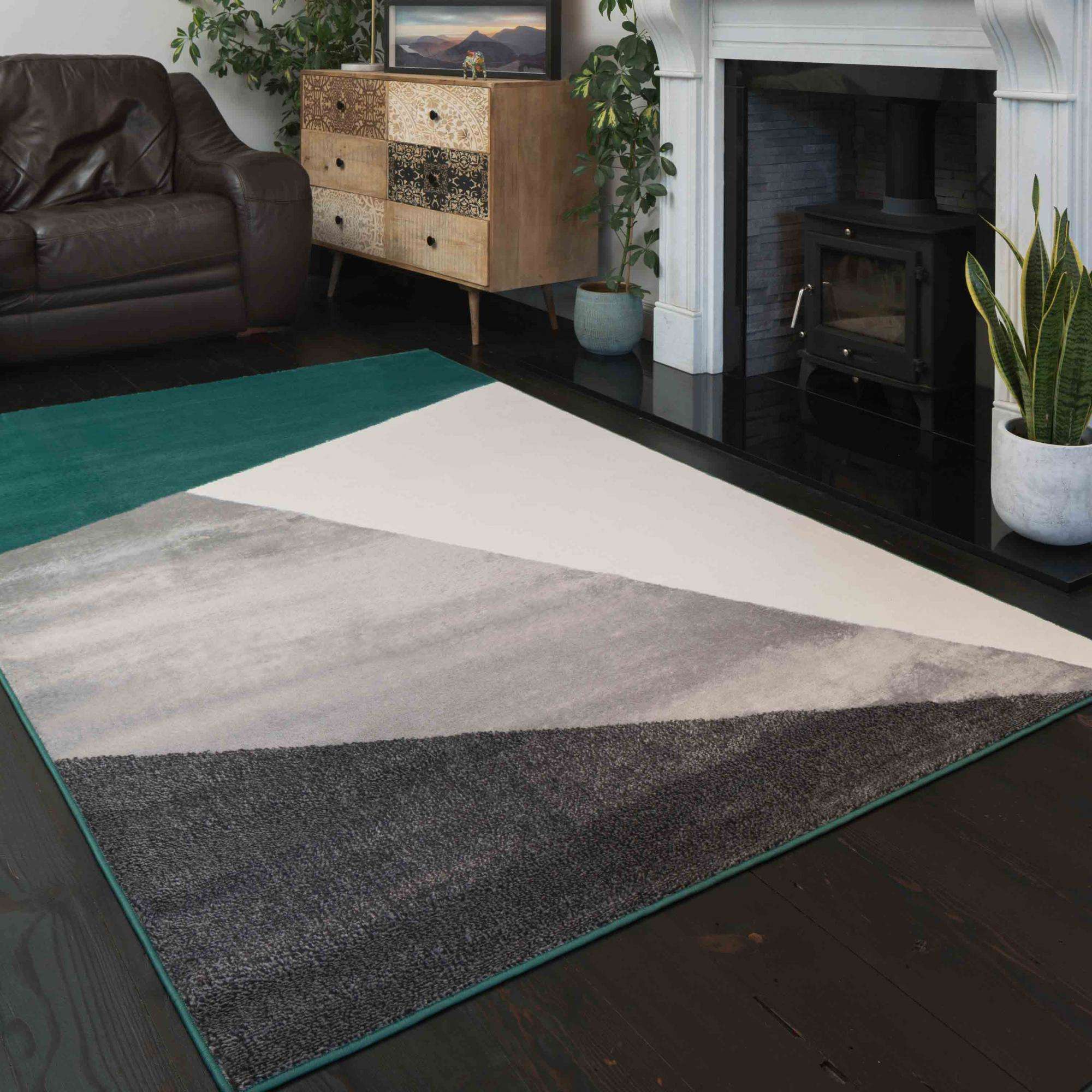 Modern Emerald Green Abstract Living Room Rugs