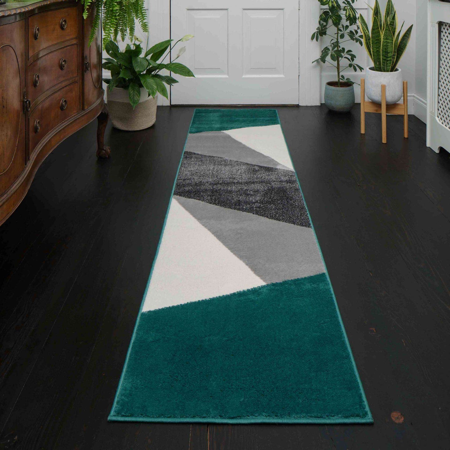 Modern Emerald Green Abstract Living Room Rugs