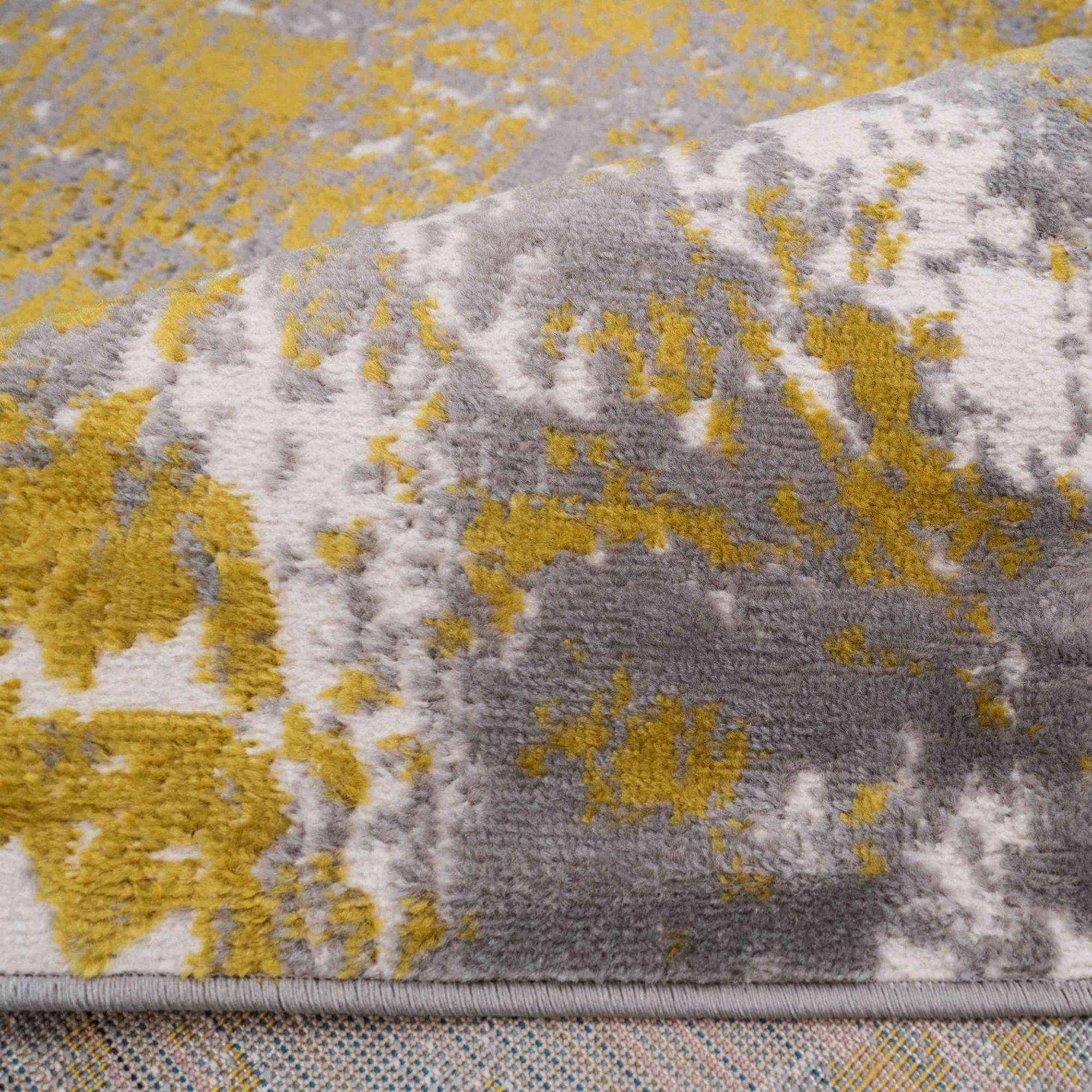 Modern Yellow Ochre Distressed Large Living Room Rugs