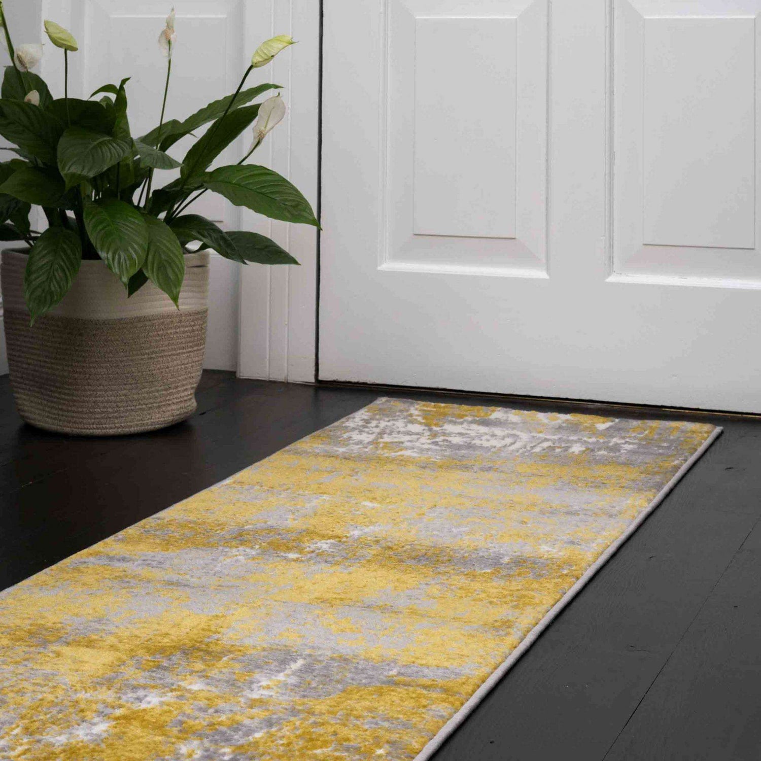 Modern Yellow Ochre Distressed Large Living Room Rugs | Living Room ...