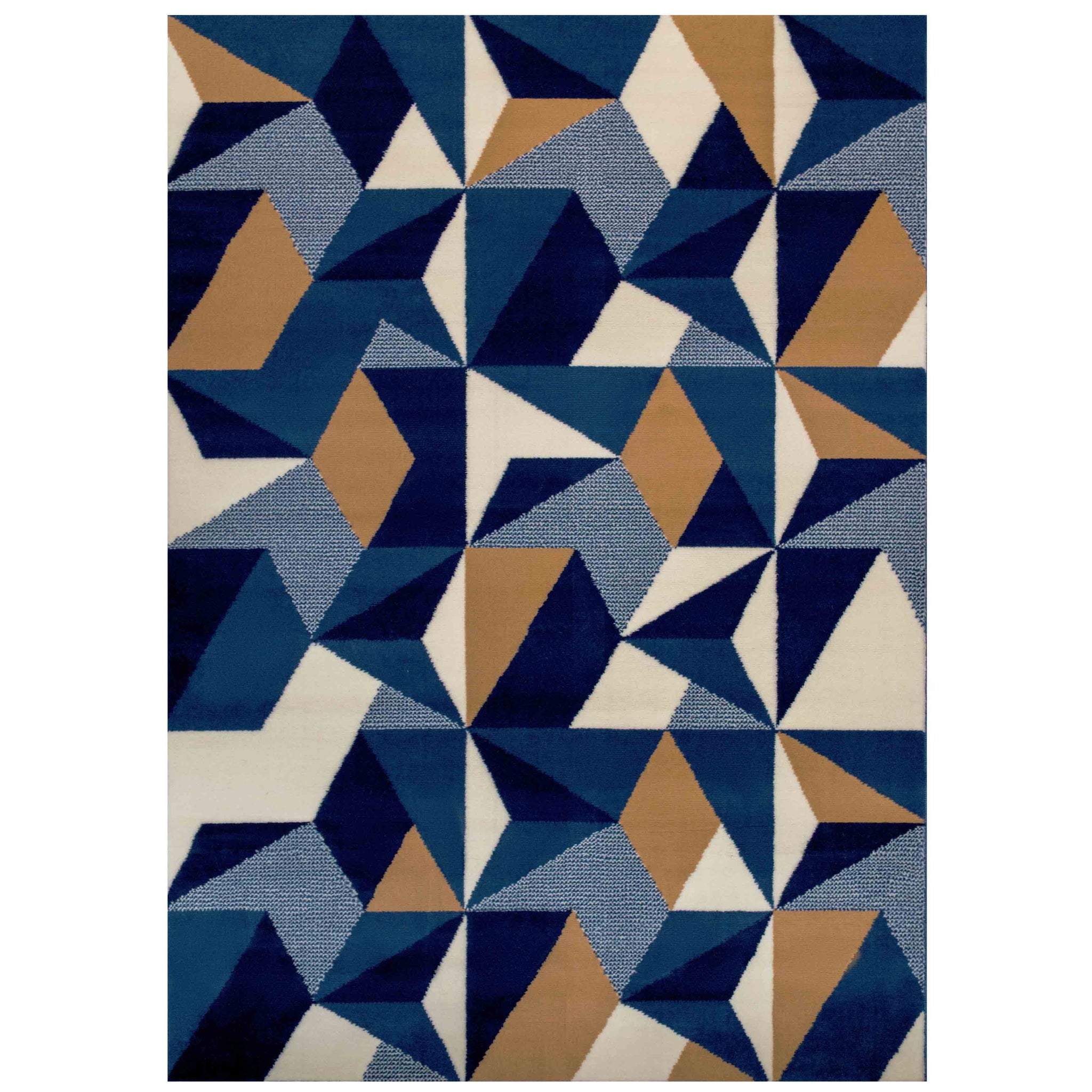 Blue Grey Modern Geometric Living Room Rugs