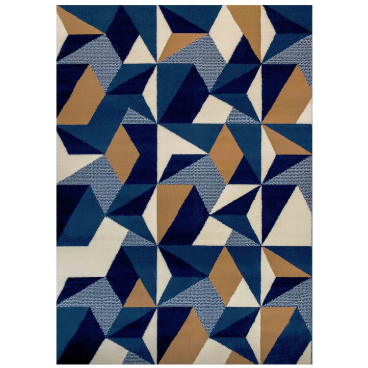 Blue Grey Modern Geometric Living Room Rugs