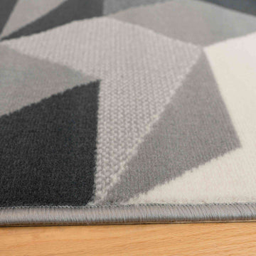 Grey Modern Geometric Living Room Rug