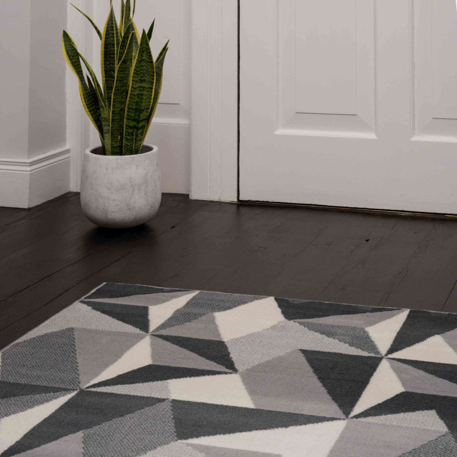 Grey Modern Geometric Living Room Rug | Living Room Rugs | Kukoon Rugs ...