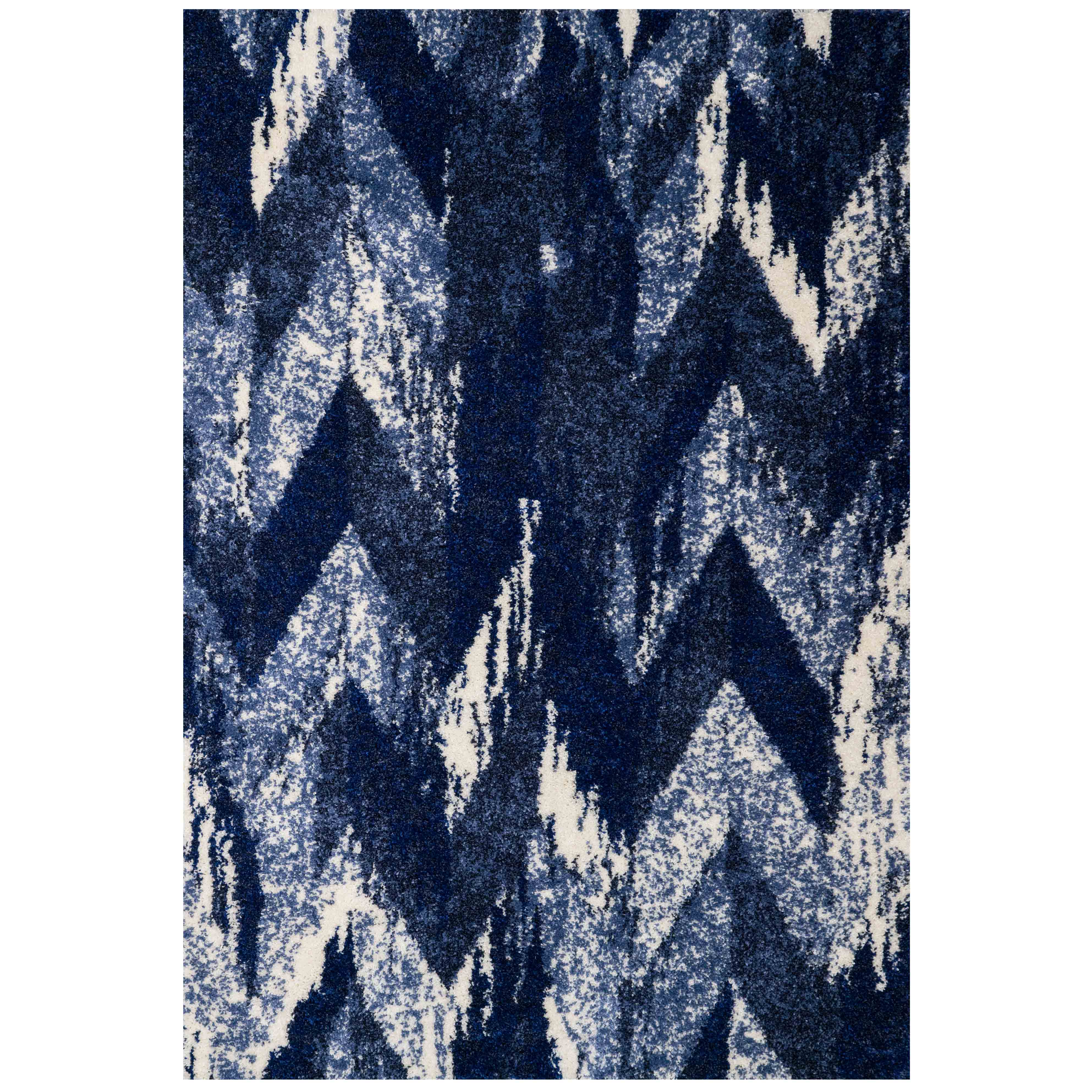 Blue Navy Chevron Mottled Shaggy Living Room Rug - Murano | Living Room ...