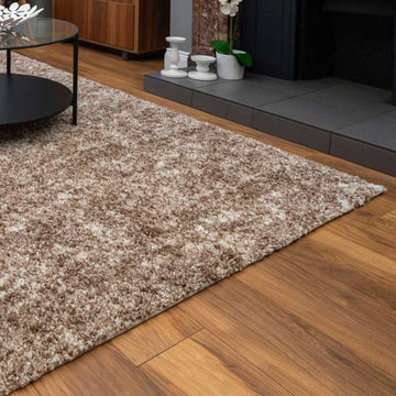 Light Brown Mottled Shaggy Living Room Rug
