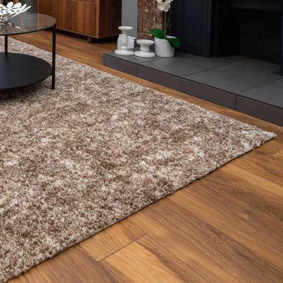 Light Brown Mottled Shaggy Living Room Rug