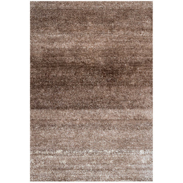 Beige Stripe Shaggy Rug Living Room