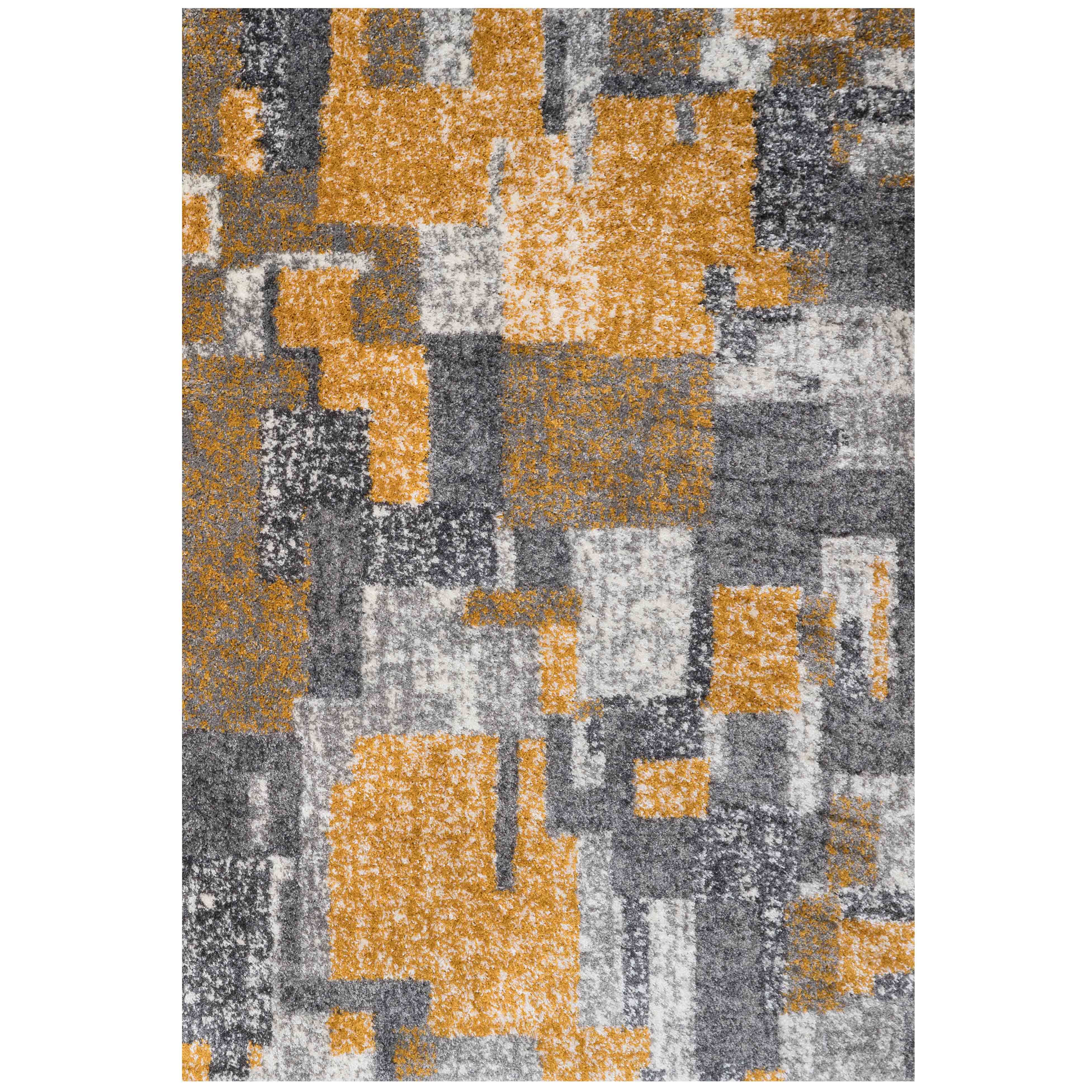 Retro Yellow Mottled Shaggy Living Room Rug Murano Living Room Rugs