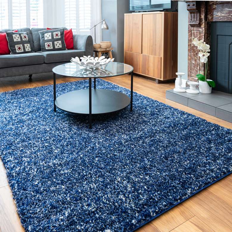 Murano Rugs Navy Mottled Shaggy Living Room Rug - Murano | Living Room Rugs ...