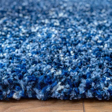 Navy Mottled Shaggy Living Room Rug