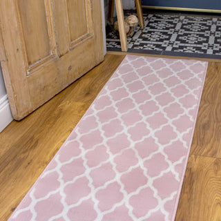 Pink Blush Moroccan Trellis Runner Rug