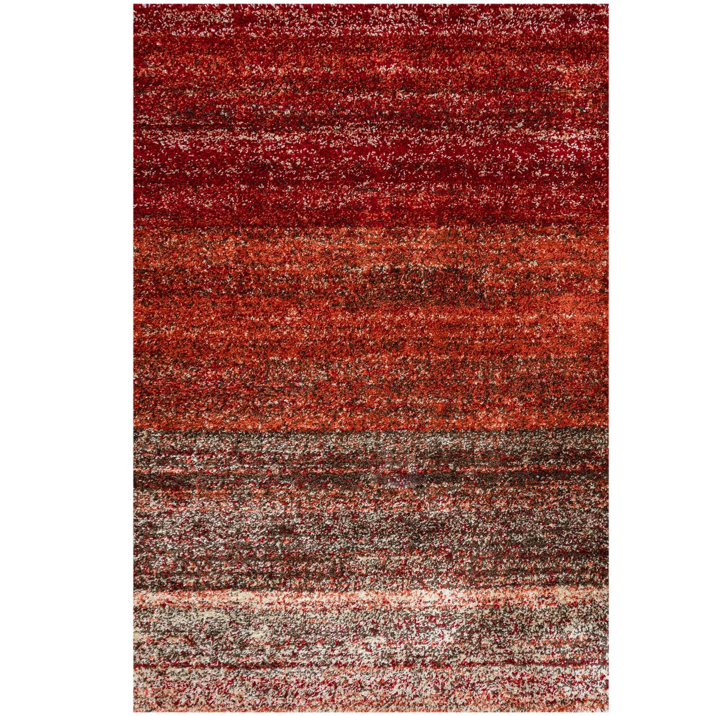 Burnt Orange Mottled Striped Shaggy Living Room Rug Murano Living