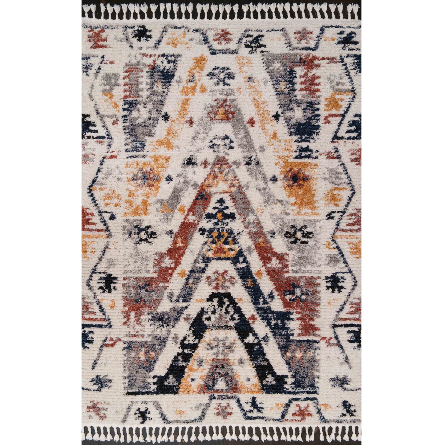 Colourful Aztec Tribal Distressed Moroccan Dining Table Rug