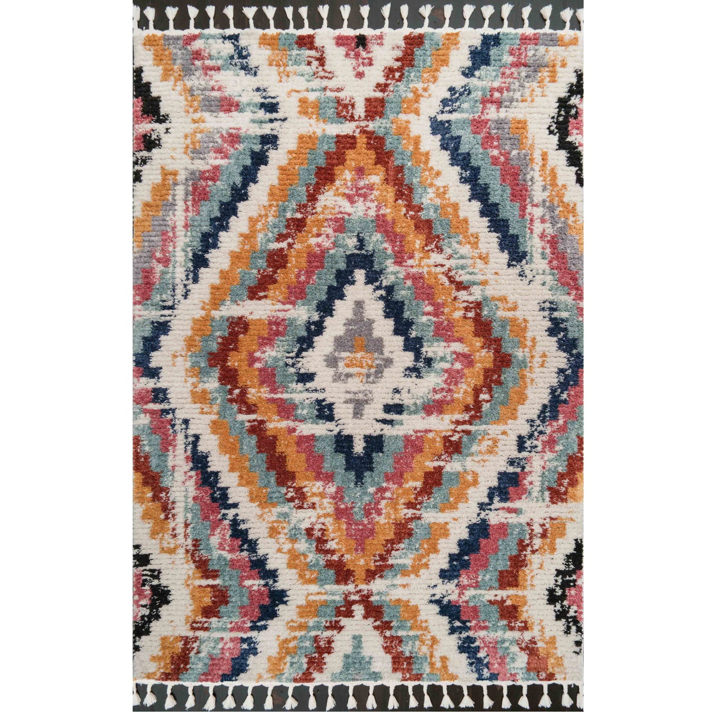 Vibrant Colourful Kilim Distressed Moroccan Living Room Rug
