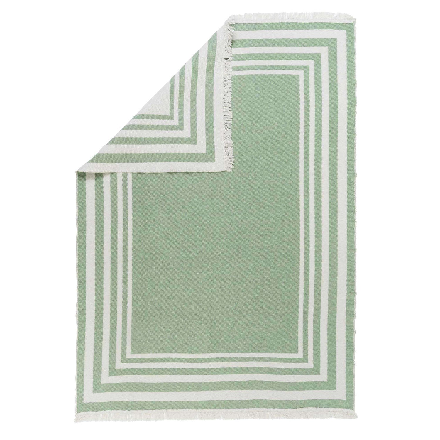 Reversible Cotton Green Bordered Rug