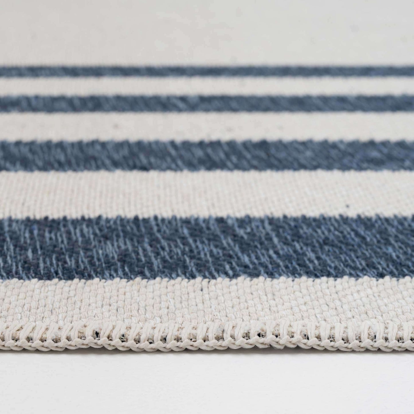 Reversible Cotton Navy Bordered Rug