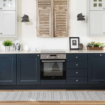 Reversible Cotton Grey Aztec Motif Rug