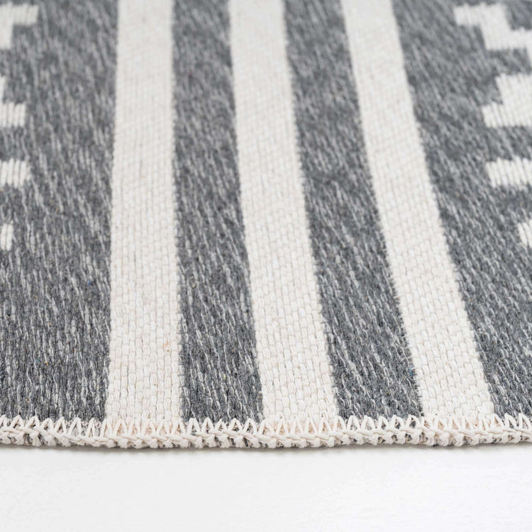 Reversible Cotton Grey Aztec Motif Rug