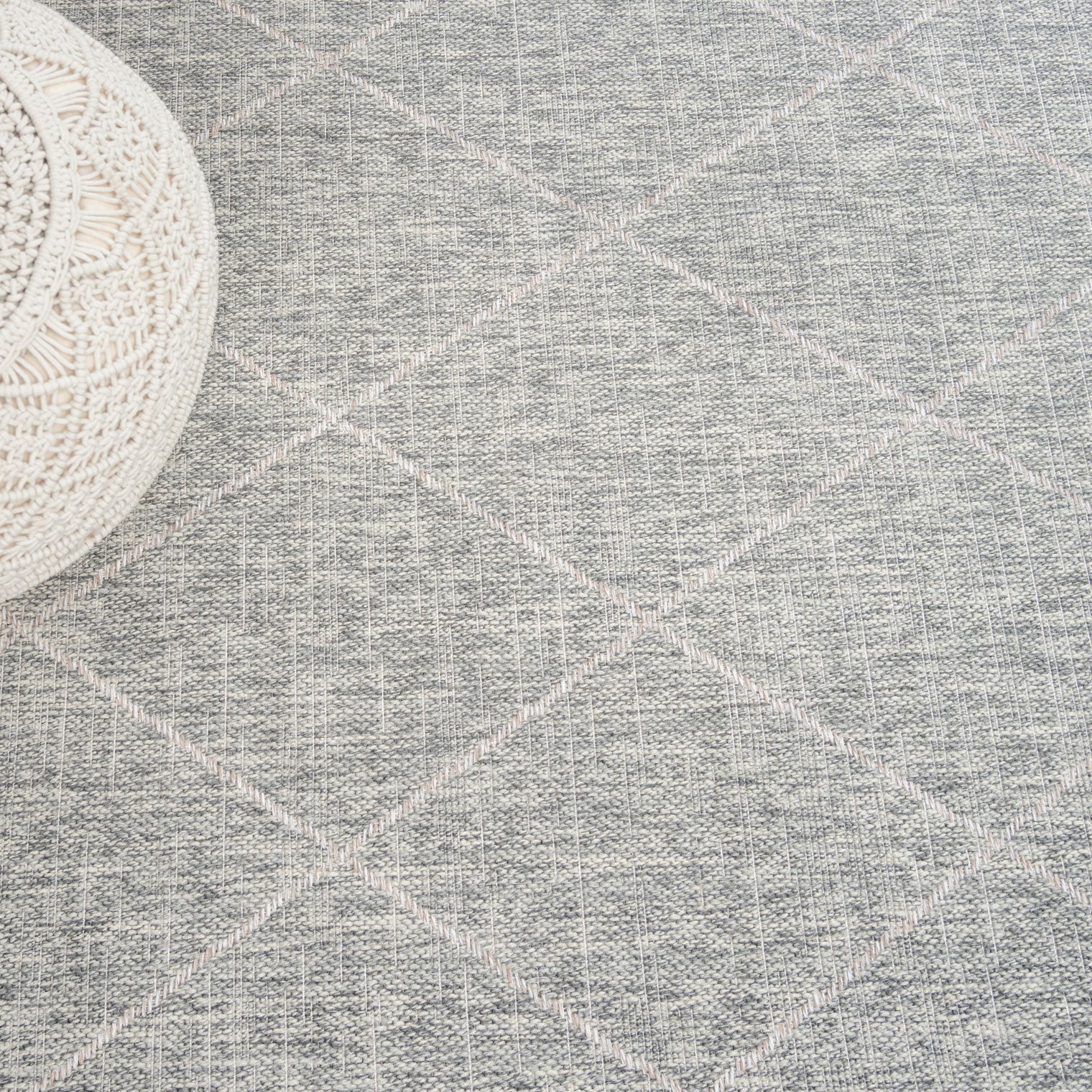 Neutral Trellis Living Room Rug - Mahoni