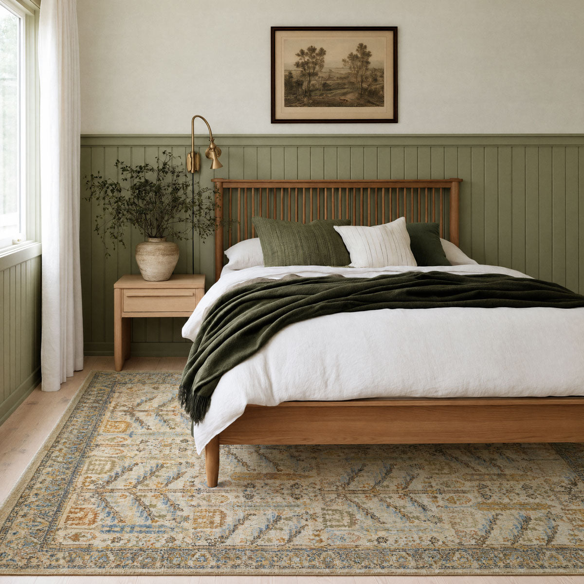 Cream Traditional Living Room Rug - Liora