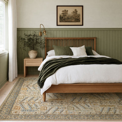 Cream Traditional Living Room Rug - Liora