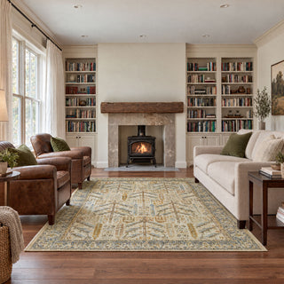 Cream Traditional Living Room Rug - Liora