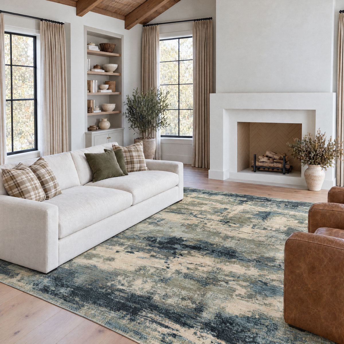 Blue Abstract Living Room Rug - Lucie
