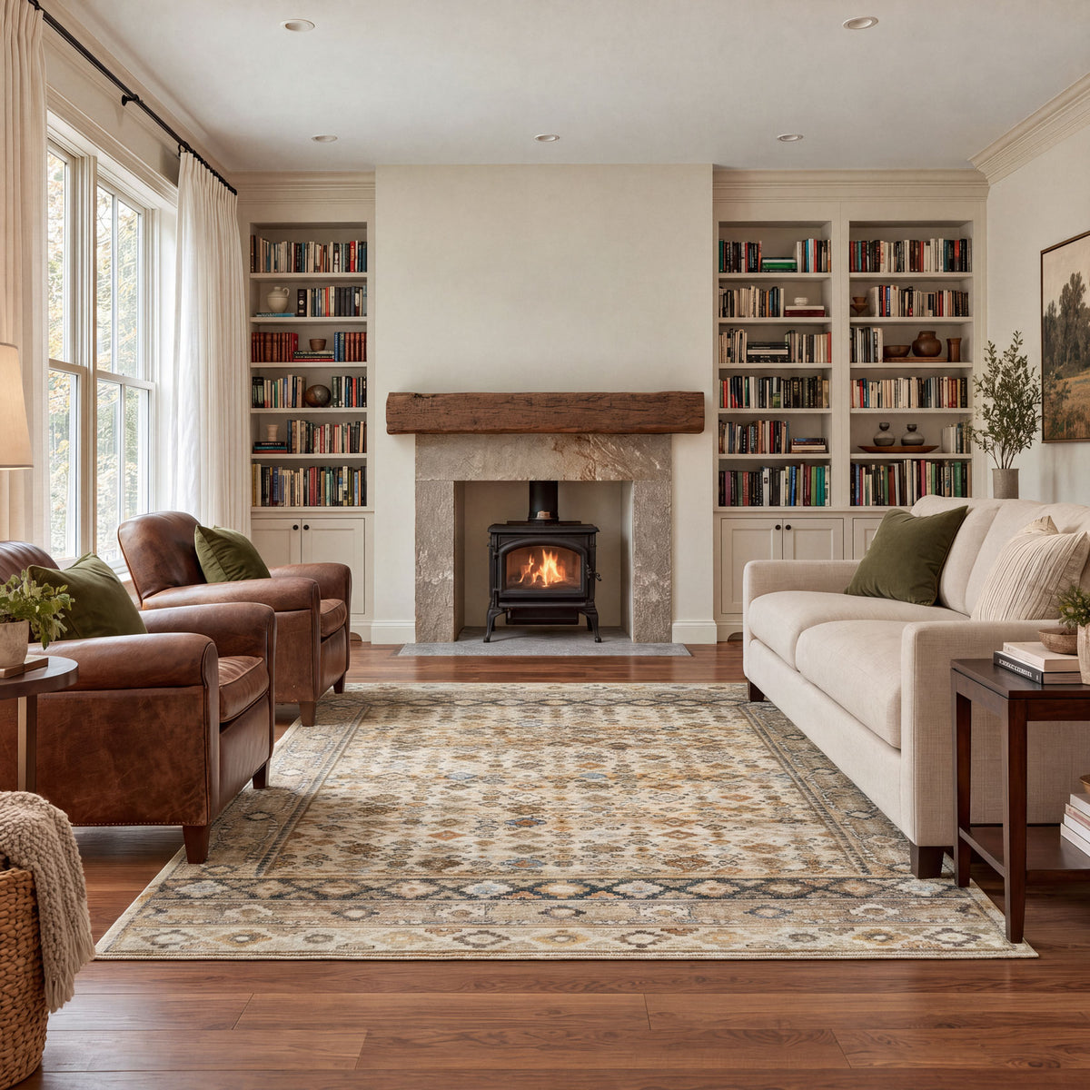 Beige Traditional Living Room Rug - Marta