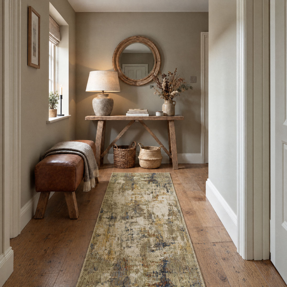 Green Abstract Living Room Rug - Nora