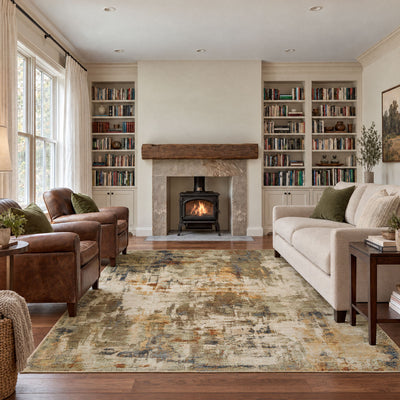 Green Abstract Living Room Rug - Nora