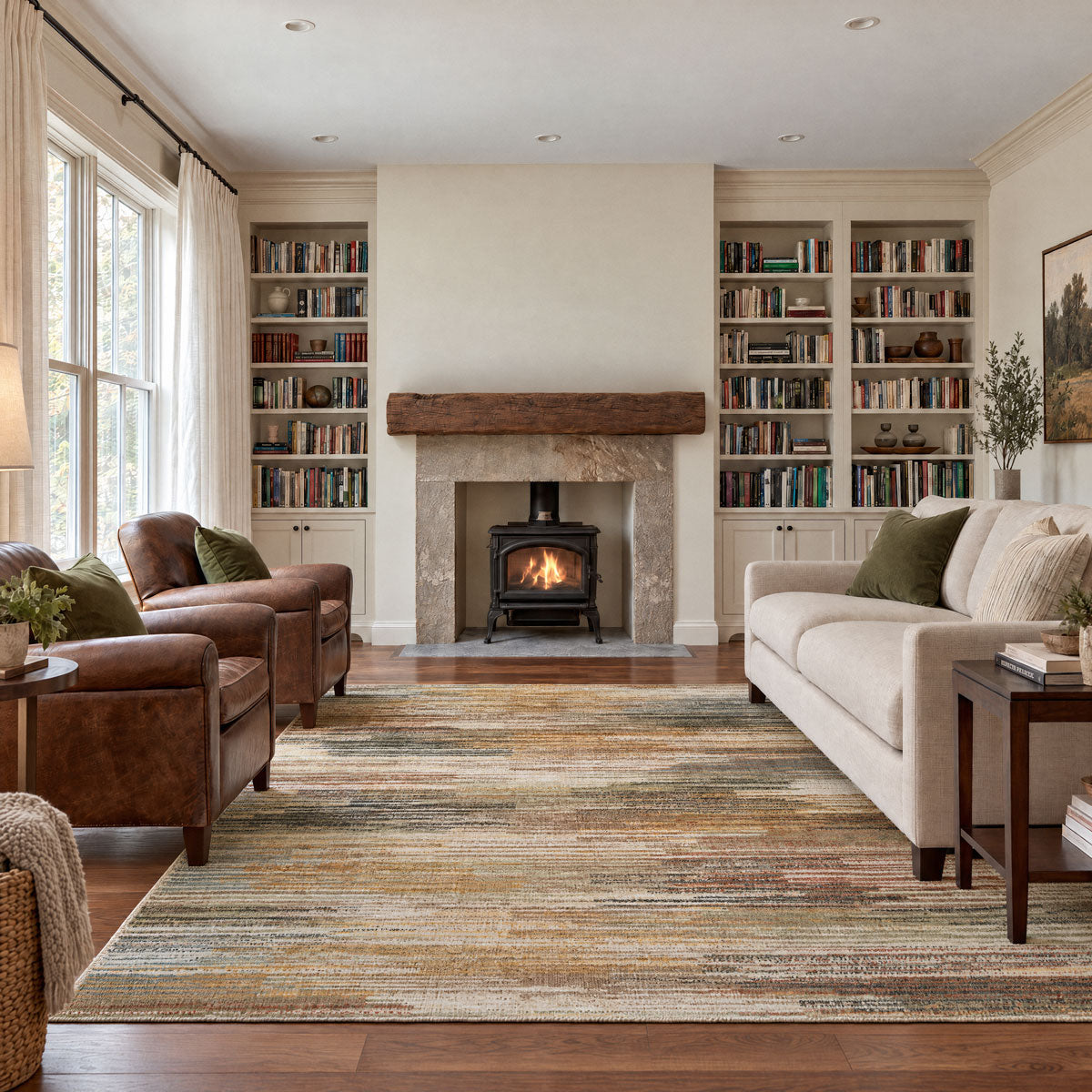 Terracotta Abstract Living Room Rug - Saga