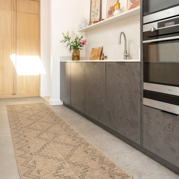 Washable Beige Berber Jute Style Runner - Alva