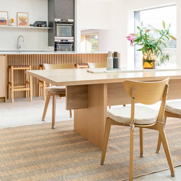 Washable Beige Striped Jute Style Rug - Leni