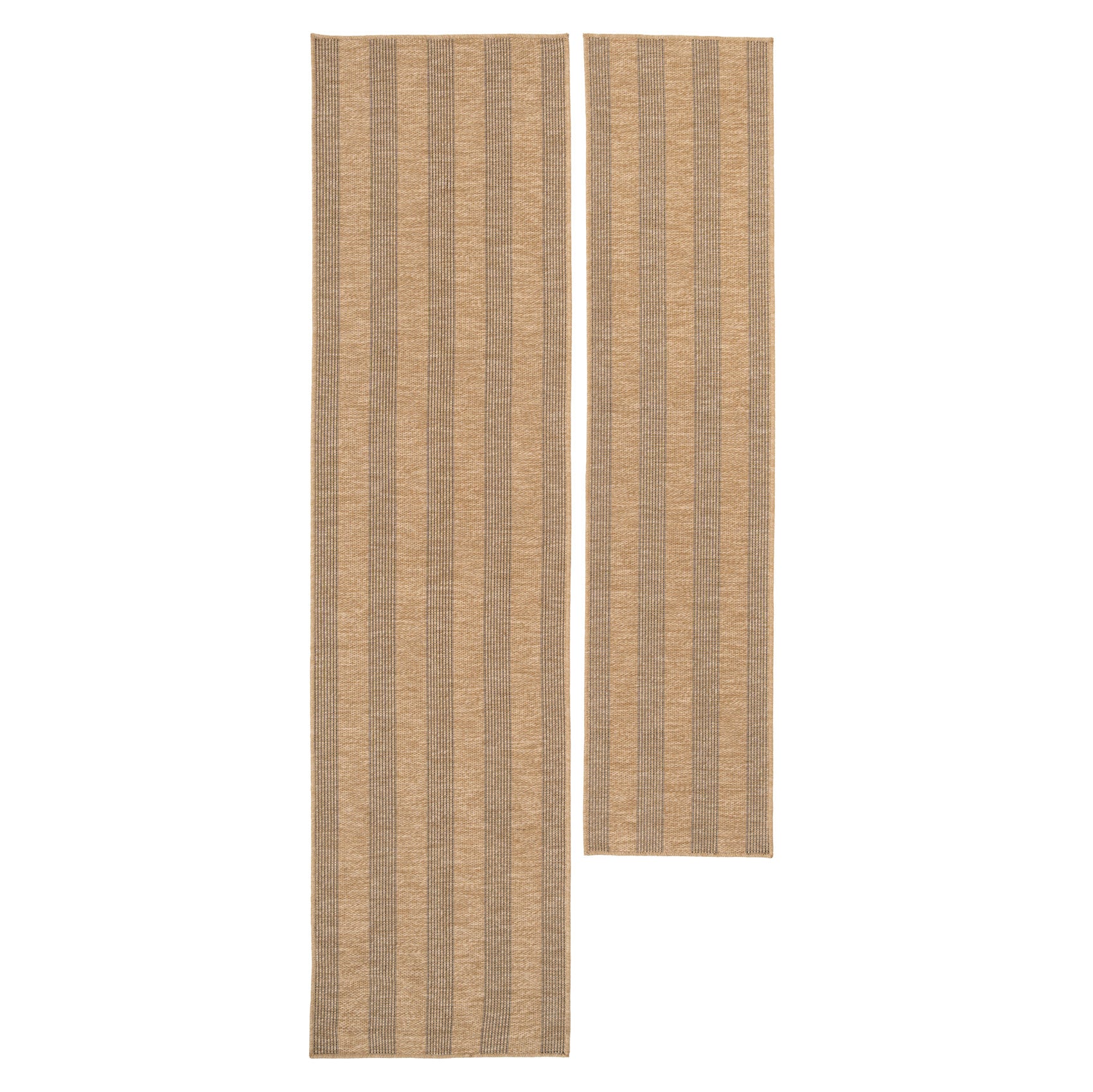 Washable Beige Striped Jute Style Runner - Leni